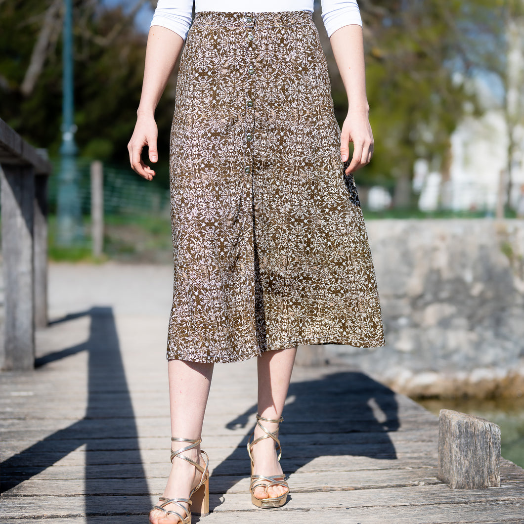 Jupe patineuse boutonnée - Athénaïs