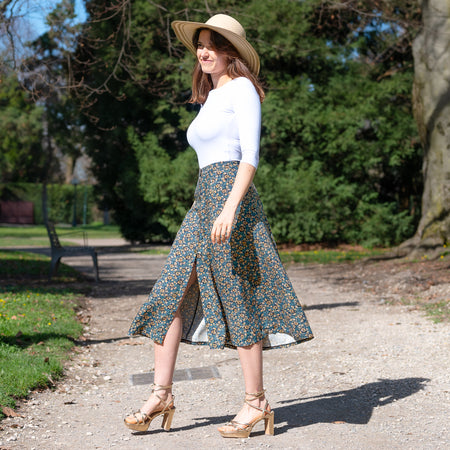 Jupe patineuse boutonnée - Emmanuelle